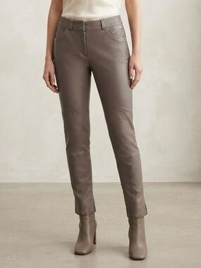 Escada Sport Libby Lamb Leather Pants Size 40 US 10 Dust Taupe